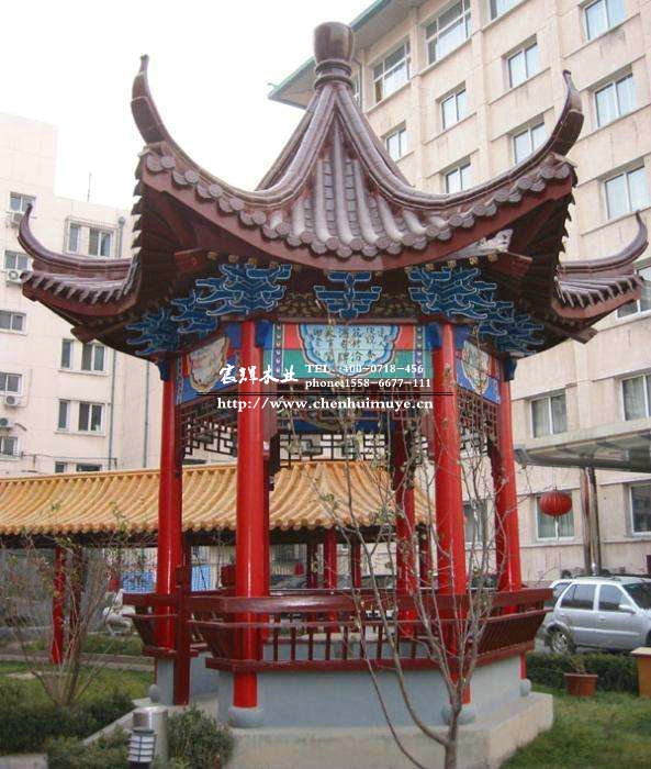 古建彩绘六角凉亭